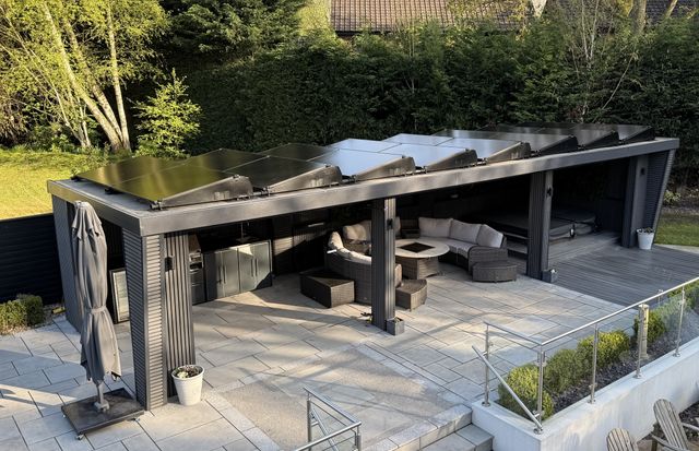 Outdoor seating area for catering and relaxing with a drink at The Willows Spa