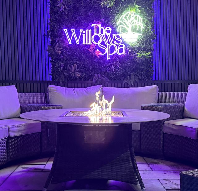 Luxury fireside seating area at The Willows Spa