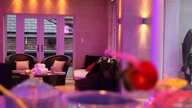 Private spa indoor seating area