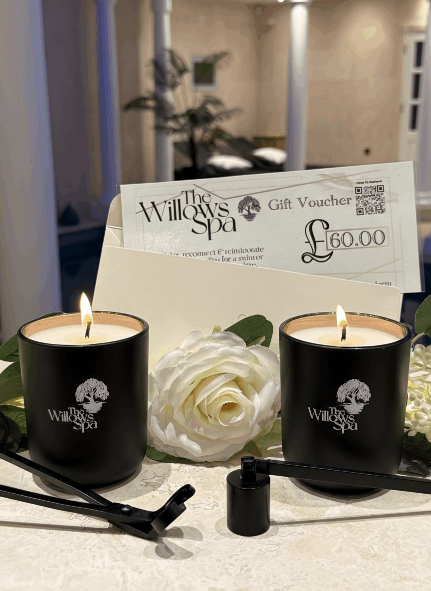 Willows Spa Gift Set containing candles and gift voucher